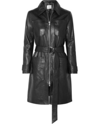 Женское черное кожаное пальто от Stand