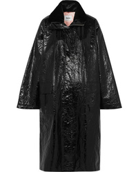 Женское черное кожаное пальто от Stand