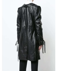 Женское черное кожаное пальто от Ann Demeulemeester