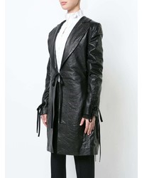 Женское черное кожаное пальто от Ann Demeulemeester