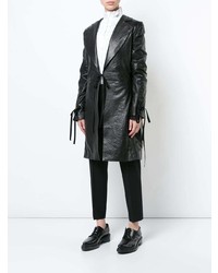 Женское черное кожаное пальто от Ann Demeulemeester