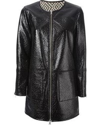 Женское черное кожаное пальто от Tory Burch