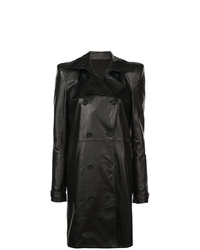 Женское черное кожаное пальто от Unravel Project