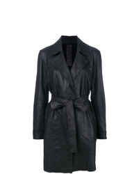 Женское черное кожаное пальто от Vanderwilt