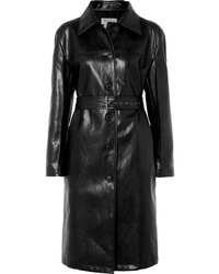 Женское черное кожаное пальто от We11done