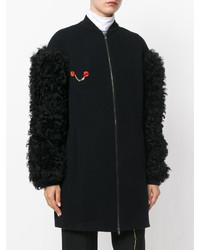 Женское черное кожаное пальто от Drome