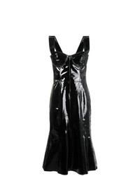 Черное кожаное платье-миди от Natasha Zinko