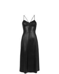 Черное кожаное платье-миди от Nk