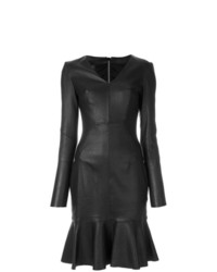 Черное кожаное платье-миди от Talbot Runhof