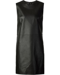 Черное кожаное платье прямого кроя от Calvin Klein Collection