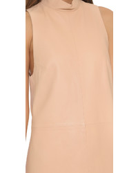 Черное кожаное платье прямого кроя от Veda