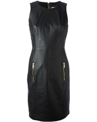 Черное кожаное платье прямого кроя от MICHAEL Michael Kors