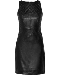 Черное кожаное платье-футляр