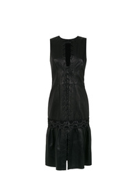 Черное кожаное платье-футляр от Clé