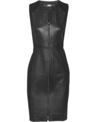Черное кожаное платье-футляр от Karl Lagerfeld