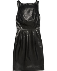 Черное кожаное платье-футляр от Saint Laurent