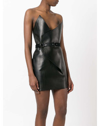 Черное кожаное платье от Saint Laurent