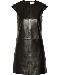 Черное кожаное платье от Saint Laurent
