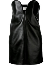 Черное кожаное платье от Saint Laurent