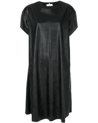 Черное кожаное повседневное платье от MM6 MAISON MARGIELA