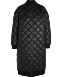 Женское черное кожаное стеганое пальто от Stella McCartney