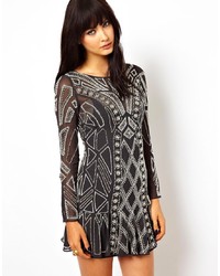Черное коктейльное платье с геометрическим рисунком от Needle & Thread