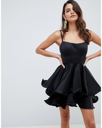 Черное коктейльное платье с рюшами от ASOS DESIGN