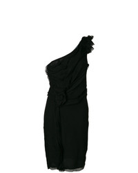 Черное коктейльное платье с рюшами от William Vintage