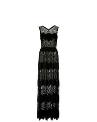 Черное кружевное вечернее платье c бахромой от À La Garçonne