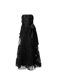 Черное кружевное вечернее платье в горошек