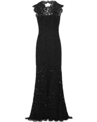 Черное кружевное вечернее платье с вышивкой от Rachel Zoe