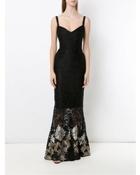 Черное кружевное вечернее платье с принтом от Olympiah