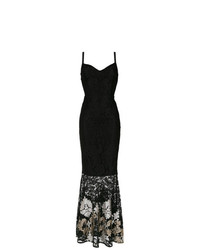 Черное кружевное вечернее платье с принтом от Olympiah