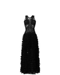 Черное кружевное вечернее платье с украшением от Ermanno Scervino