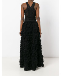 Черное кружевное вечернее платье с украшением от Ermanno Scervino