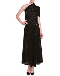 Черное кружевное вечернее платье с цветочным принтом