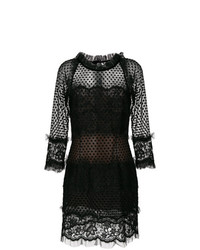 Черное кружевное коктейльное платье в горошек от Yves Saint Laurent Vintage
