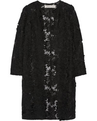 Женское черное кружевное пальто от Lela Rose