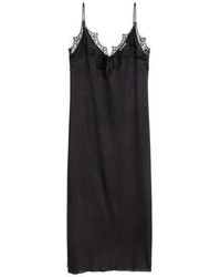 Черное кружевное платье-комбинация