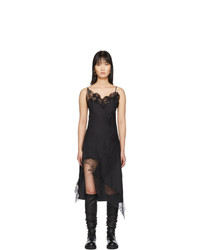 Черное кружевное платье-комбинация от MARQUES ALMEIDA