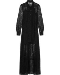 Черное кружевное платье-макси от MCQ