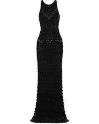 Черное кружевное платье-макси от Roberto Cavalli