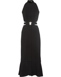 Черное кружевное платье-миди с вырезом
