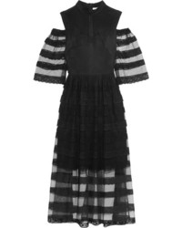 Черное кружевное платье-миди с вырезом от Vilshenko