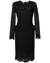 Черное кружевное платье-миди с вышивкой от Ermanno Scervino