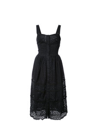Черное кружевное платье-миди с люверсами от Patbo