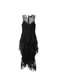 Черное кружевное платье-миди с рюшами от Simone Rocha