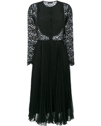 Черное кружевное платье-миди со складками от Ermanno Scervino
