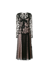 Черное кружевное платье-миди от Bottega Veneta
