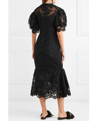 Черное кружевное платье-миди от Simone Rocha